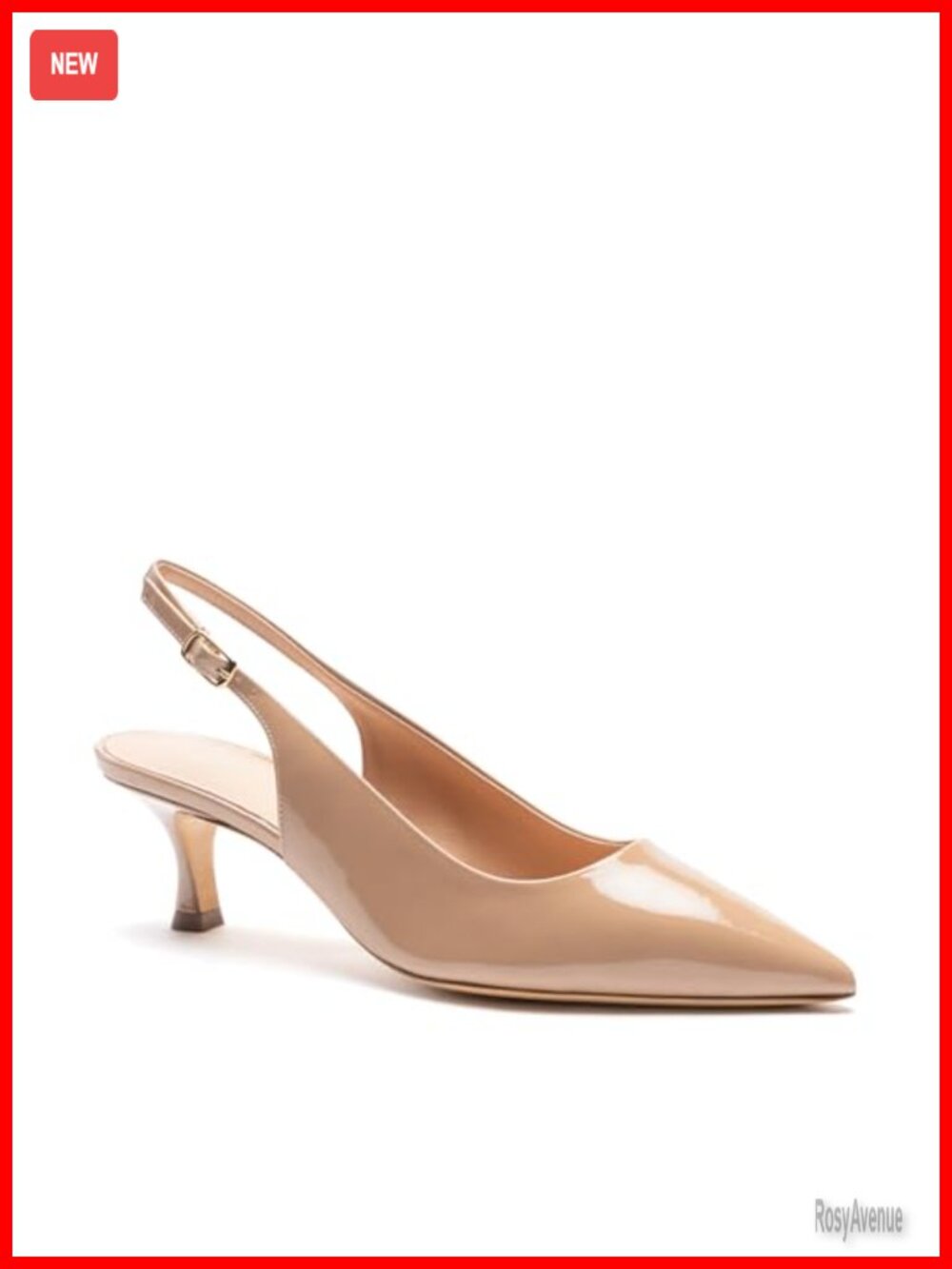 Italian Patent Leather Slingback Kitten Heels Business Casual